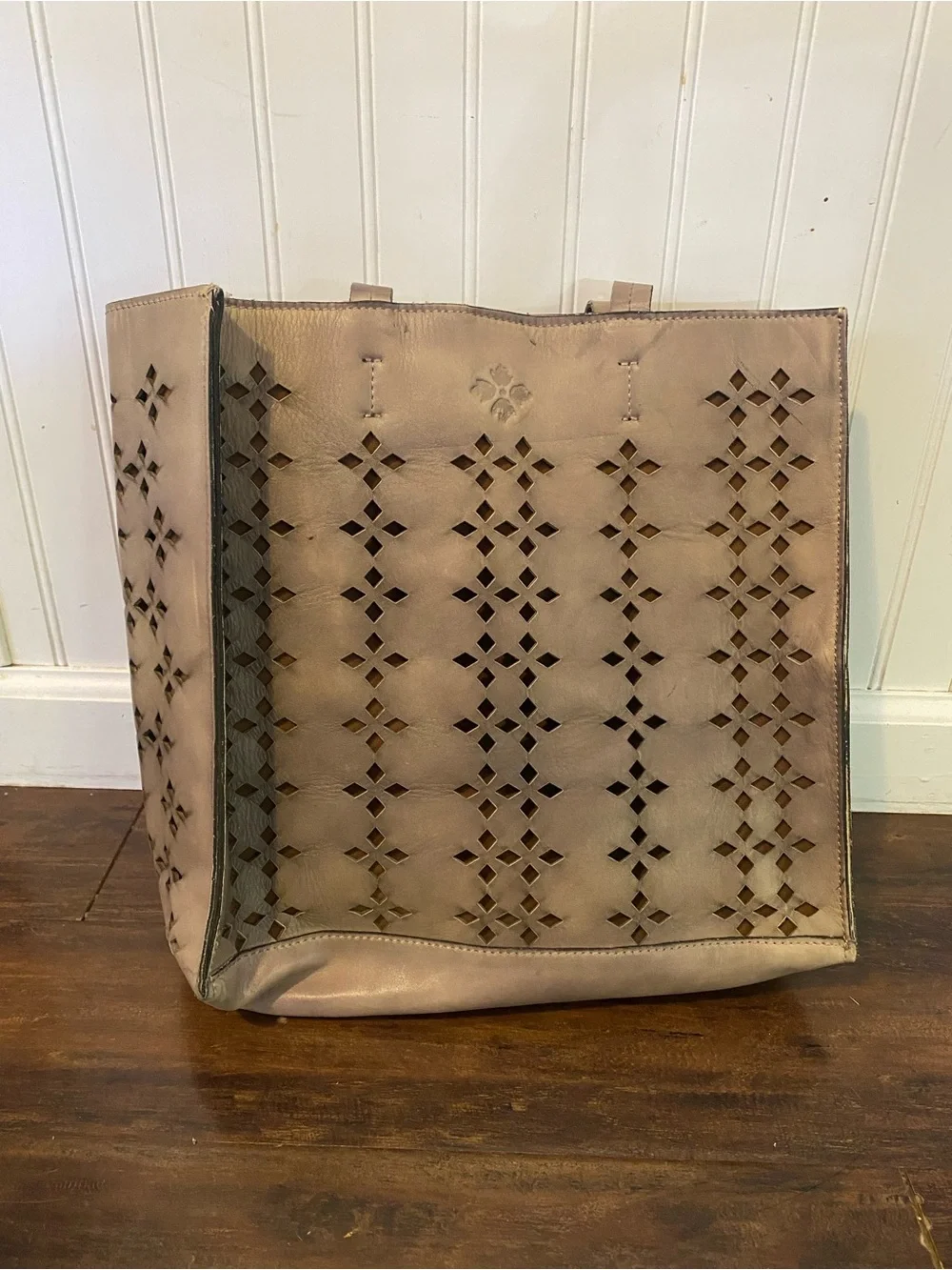 Patricia Nash Taupe Laser-Cut Tote - Picture 1 of 4